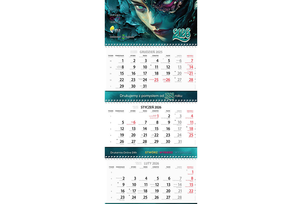 Kalendarz czterodzielny A2